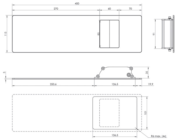KA1A-400x115-przekroj euroa Pull handle KA1A KA1N 400x115