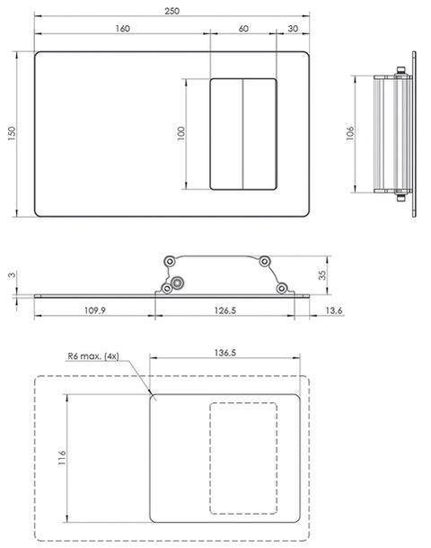 KA1A250x150-przekroj euroa Pull handle KA1A KA1N 250x150