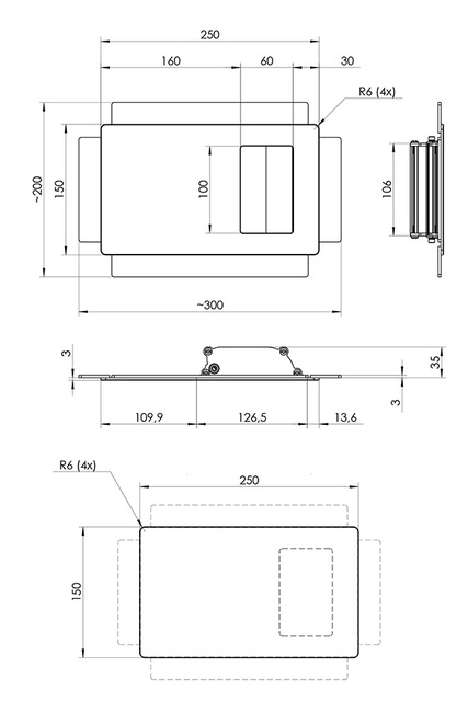 KATALOG - Rysunki uchwytów KA1A,KA1N,KA1AL,KA1NL - KA1AL, KA1NL 250x150 euroa Pull handle KA1A KA1N 250x150