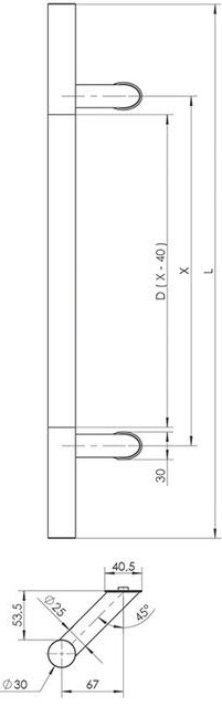 euroa Pull handle P45D-fi40